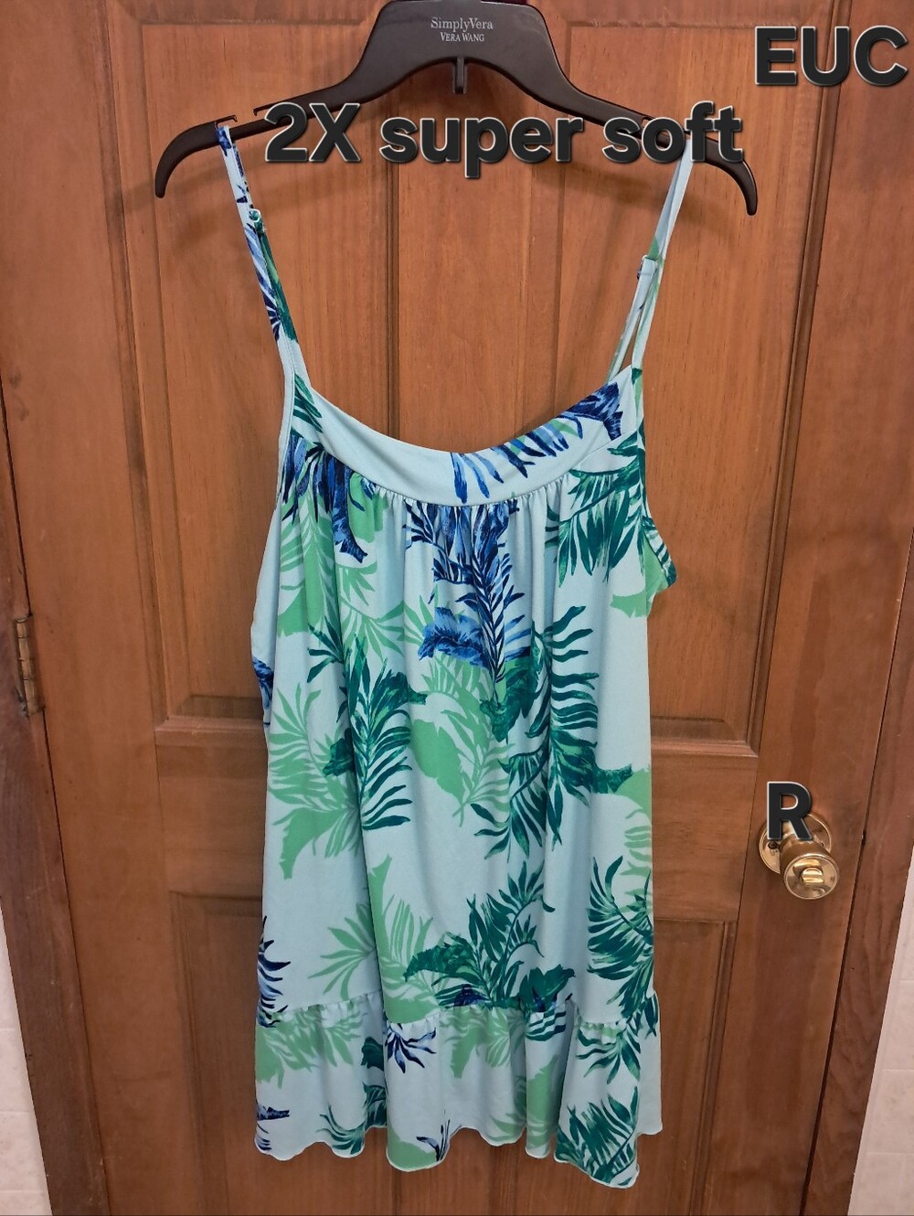 Joyspun Light Blue Tropical Print With Adjustable Spaghetti Straps